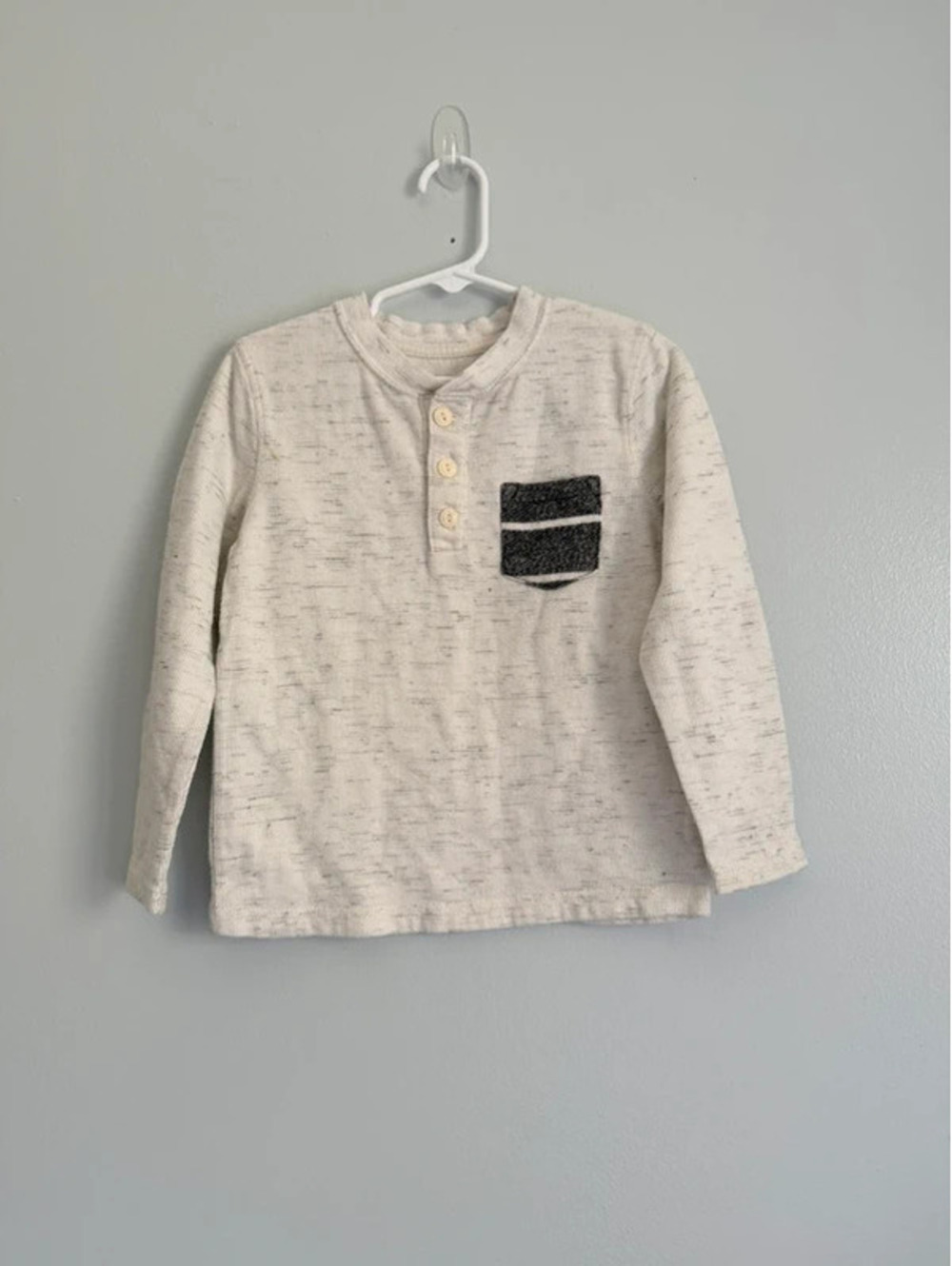 Cat & Jack Boys Cream Henley Pocket Shirt Size 5T